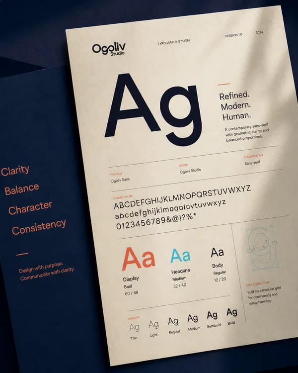 Ogoliv Studio typography system specimen